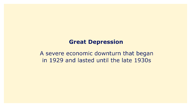 A severe economic downturn that began in 1929 and lasted until the late 1930s.