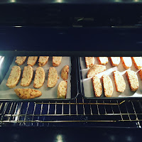 biscotti in the oven
