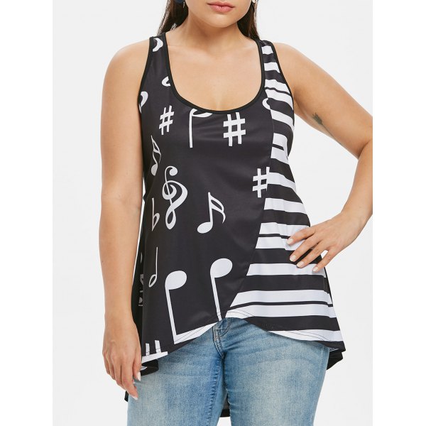 Plus Size U Neck Dip Hem Tank Top - Black 2x