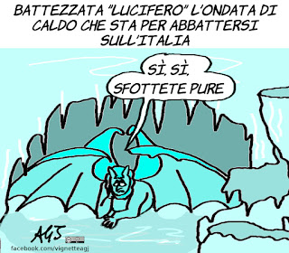 lucifero, caldo, estate, anticiclone, umorismo, canicola, vignetta