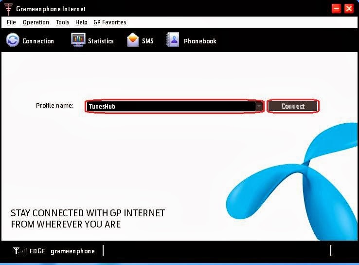 GP Net Modem - Select Created Profile for connect to Free Net