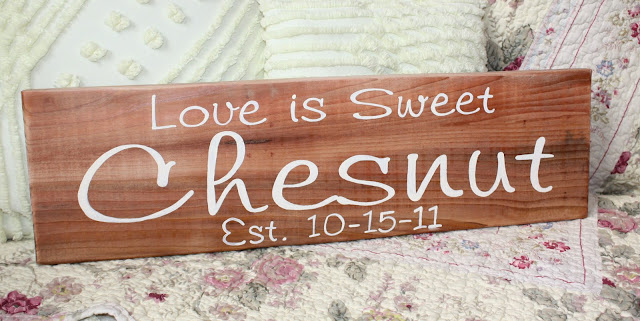 Love is Sweet sign with the wedding date and last name