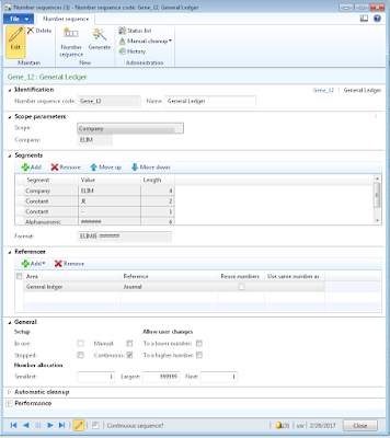 Screenshot of completed number sequence that uses company code, set prefix, constant dash and numeric characters at the end that increment.