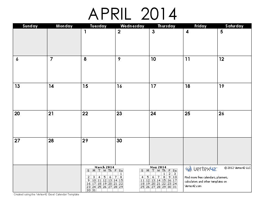 Printable Calendar 14 Blank Calendar 14 Download Calendar 14 Template Calendar 14 Free April 14 Calendar Printable