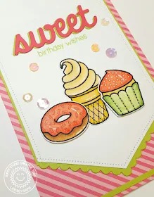 Sunny Studio Stamps: Sweet Birthday Wishes Ice Cream Cone, Cupcake & Donut Card by Lindsey Sams.