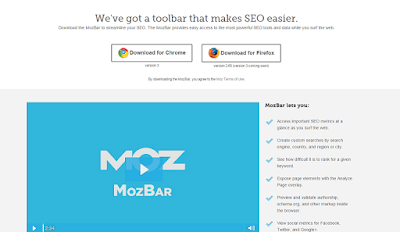 mozbar seo metrics for each web page