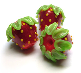 Lampwork glass strawberry beads