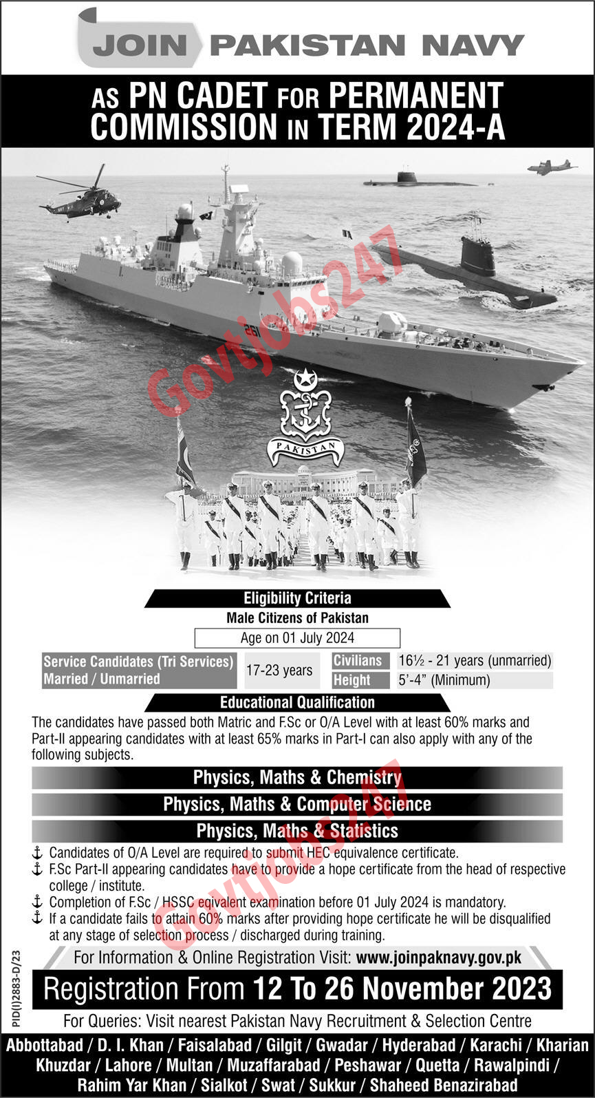 Pak Navy PN Cadet Jobs November 2023