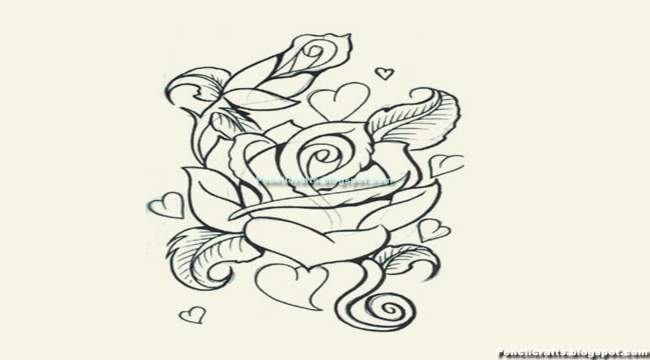 Heart With Rose Drawing