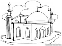 25 Contoh gambar mewarnai  masjid  tema tahun baru islam