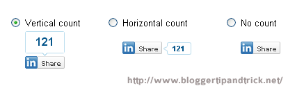 Linkedin share button types