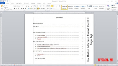 Cara Membuat Daftar Isi di Microsoft Word 2010 dengan Rapi