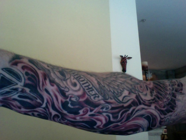 New work on my right arm sleeve tattoo for Brother John