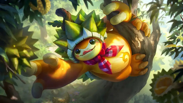 LoL Durian Defender Rammus Splash Art, league of legends april fools 2024, lol april fools 2024, april fools skins splash arts, april fools 2024 skins splash art lol