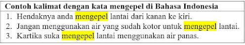 20 contoh kalimat dengan kata mengepel di bahasa Indonesia