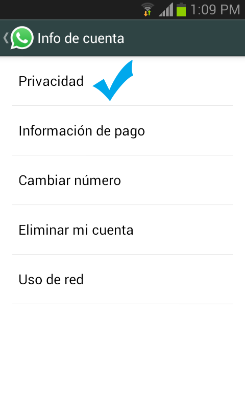 Desactivar la confirmación de lectura en WhatsApp