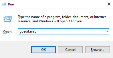 Run box - gpedit.msc
