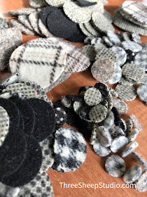 Wool Pennies cut and ready for a project - ThreeSheepStudio.com
