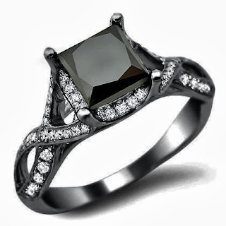 Black Princess Cut Diamond Engagement Ring