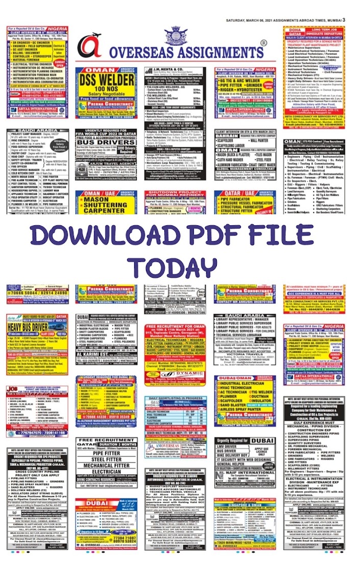ASSIGNMENTS ABROAD TIMES EPAPER JOBS TODAY PDF FILE 06/3/21