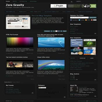 Zero Gravity blogger template. magazine style blogger template. featured content blogger template 3 column footer blogger template