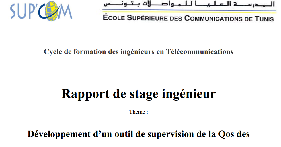 Pdf Rapport De Stage Pfe Sup Com Tunisie Developpement D Un Outil De Supervision De La Qos Des Reseaux 2g 3g Sous Android