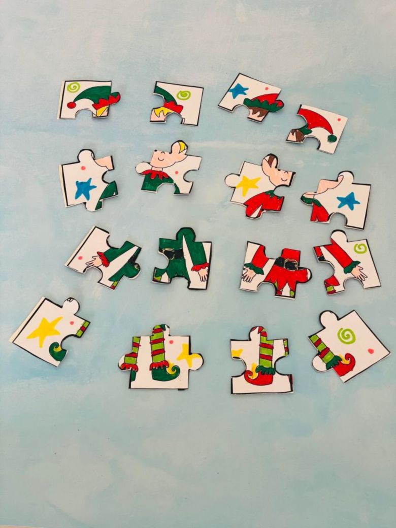 Elf jigsaw puzzle craft for kids