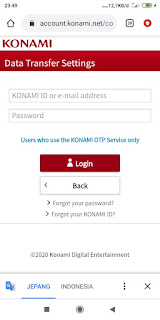 Pes Mobile Menggunakan Data Transfer Konami ID