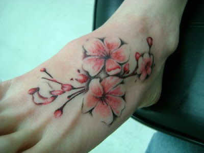 Cherry Blossom Tattoo On Foot Cherry Cherries