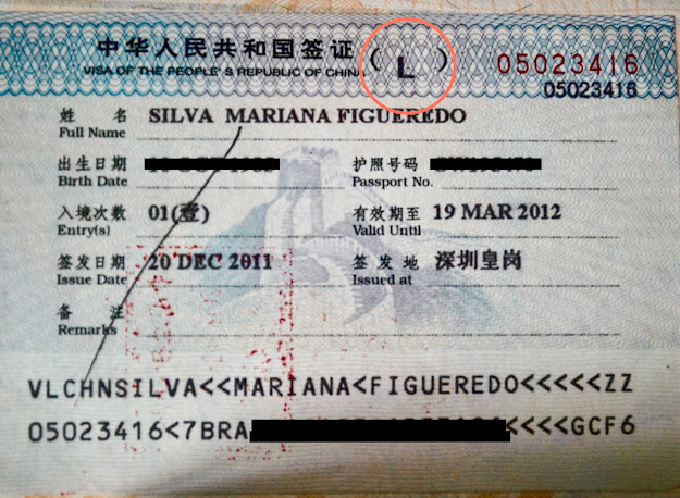 Chinese Visa, Visto Chinês