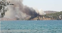 Σύμφωνα με πληροφορίες, σκάφη του Λιμενικού έσπευσαν στο σημείο και απομακρύνουν τους ανθρώπους από τις παραλίες.Η φωτιά καίει το πευκοδάσος...
