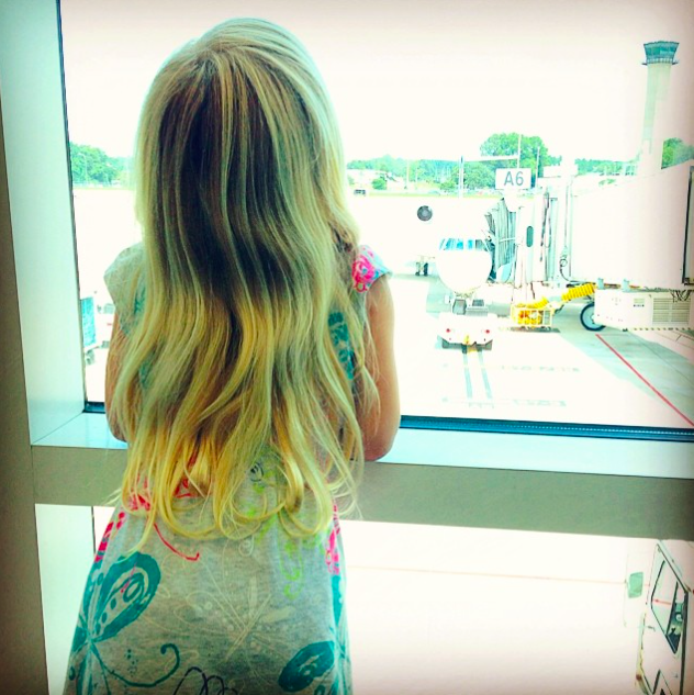 little girl at airport