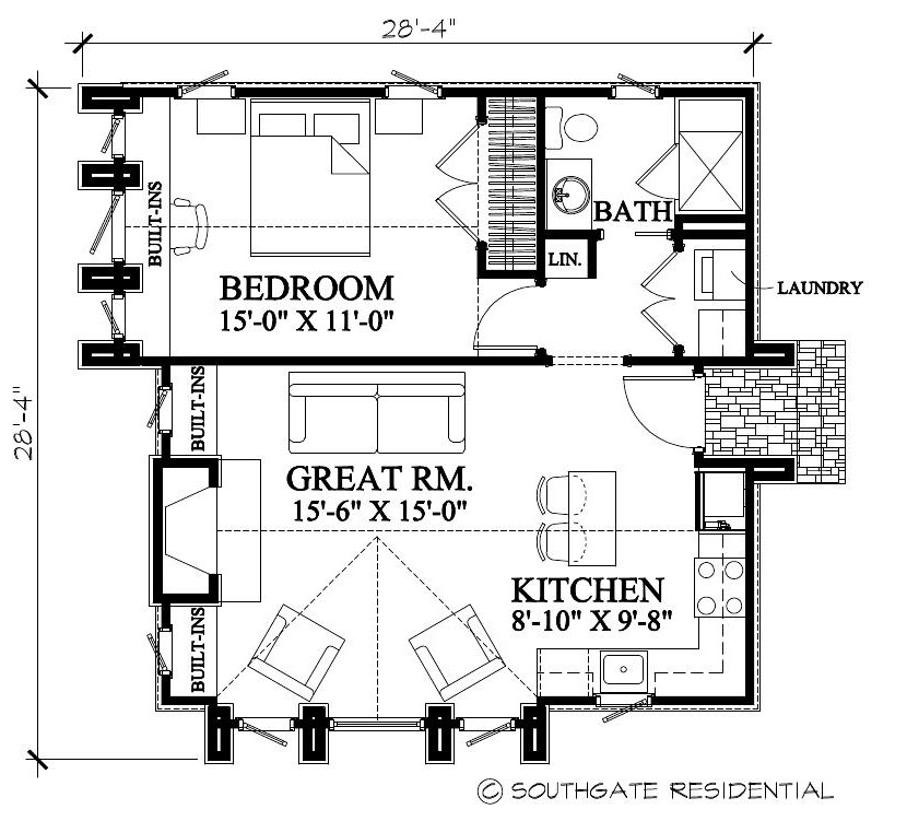 Garage Apartment Plans With Kitchen