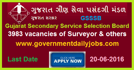 GSSSB RECRUITMENT 2016 SURVEYOR & OTHER 3983 POSTS