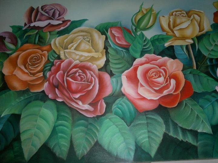 Lukisan Bunga Ros