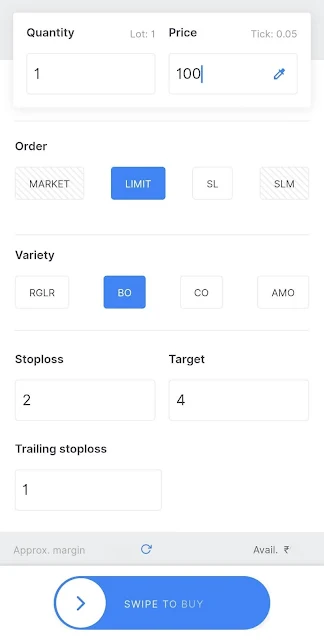 Bracket order in zerodha