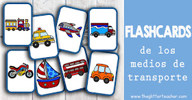 Tarjetas de vocabulario de los medios de transporte