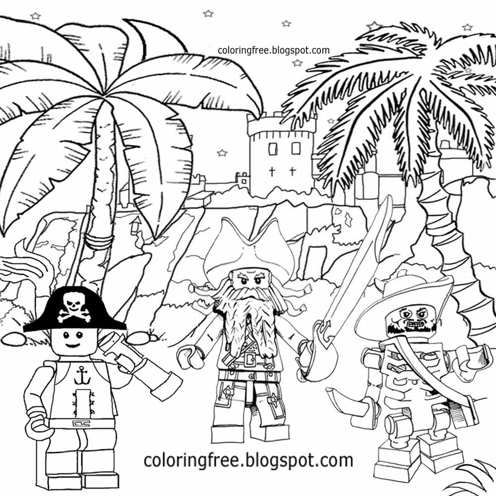 Caribbean bandits island at world s end port royal castle Lego pirates coloring pages for children