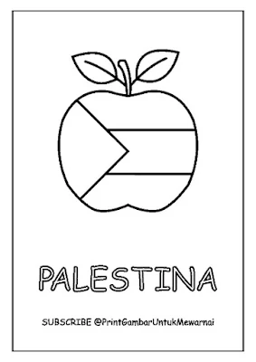 Gambar Mewarnai Bendera Palestina PDF Bentuk Apel 2