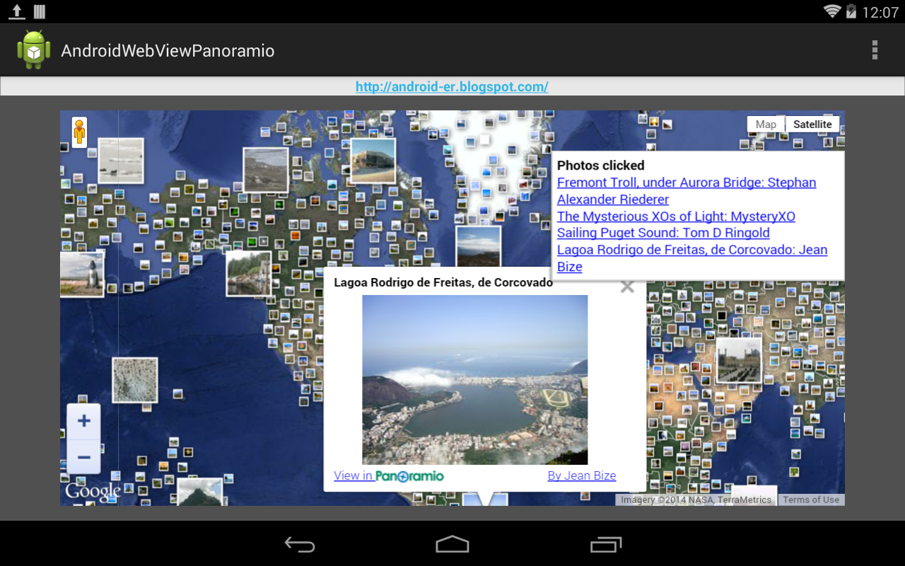 WebView to load Google Maps JavaScript API v3 with Panoramio Layer
