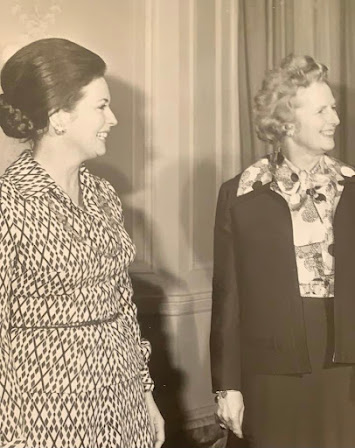 Jihan El-Sadat with Margaret Thatcher.
