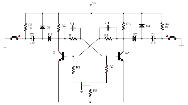 unsymmetrical triggering of bistable multivibrator circuit diagram