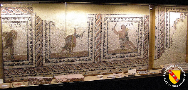 METZ (57) - Musée de la Cour d'Or : Mosaïque gallo-romaine aux gladiateurs