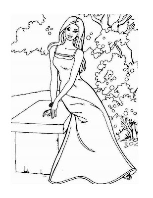 This coloring page features Barbie in a more flashy gown. I love the stars!