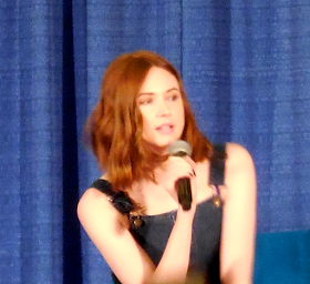 Karen Gillan answering questions at Shore Leave 38, Hunt Valley, MD.