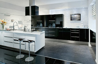 Cocina negro con blanco