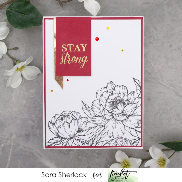 Picket Fence Studios, Wild Peonies, Clean and Simple cards