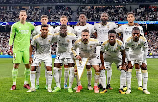 📸REAL MADRID C. F. 📆9 abril 2024 ⬆️Andriy Lunin, Fede Valverde, Toni Kroos, Aurélien Tchouaméni, Antonio Rüdiger, Jude Bellngham. ⬇️Rodrygo Goes, Ferland Mendy, Dani Carvajal, Vinícius Júnior, Eduardo Camavinga. REAL MADRID C. F. 3 🆚 MANCHESTER CITY F. C. 3 Martes 09/04/2024, 21:00 horas. Liga de Campeones de la UEFA, cuartos de final, partido de ida. Madrid, España, estadio Santiago Bernabéu: 76.680 espectadores. GOLES: ⚽0-1: 2’, Bernardo Silva. ⚽1-1: 12’, Eduardo Camavinga. ⚽2-1: 14’, Rodrygo Goes. ⚽2-2: 66’, Phil Fodden. ⚽2-3: 71’, Joško Gvardiol. ⚽3-3: 79’, Fede Valverde.