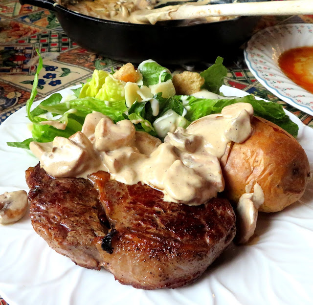 Garlic Butter Steak with  a Creamy Mushroom Sauce