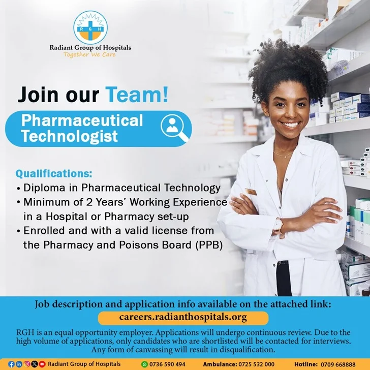 Pharmaceutical Technologist at Radiant Group of Hospitals